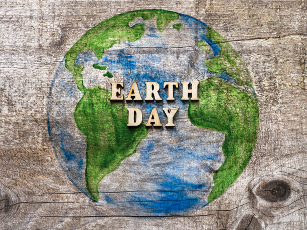 Earth Day. Beautiful greeting card. Top view