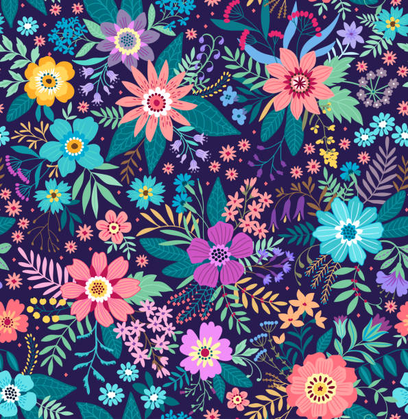 ilustrações de stock, clip art, desenhos animados e ícones de seamless floral pattern - 2547