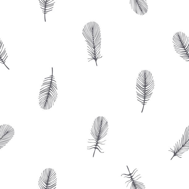 Vector pattern with feathers on a white background. Vector seamless pattern with feathers on a white background. softness illustrations stock illustrations