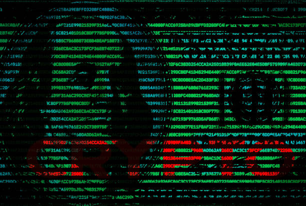 istock Cryptocurrency block chain technology concept poster. Overlay of closeup hundred dollar banknote and computer code with lettering CRYPTO 1205012713