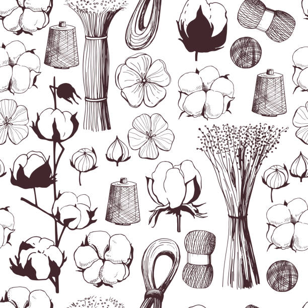 ilustraciones, imágenes clip art, dibujos animados e iconos de stock de plantas de fibra. fondo vectorial - 2605