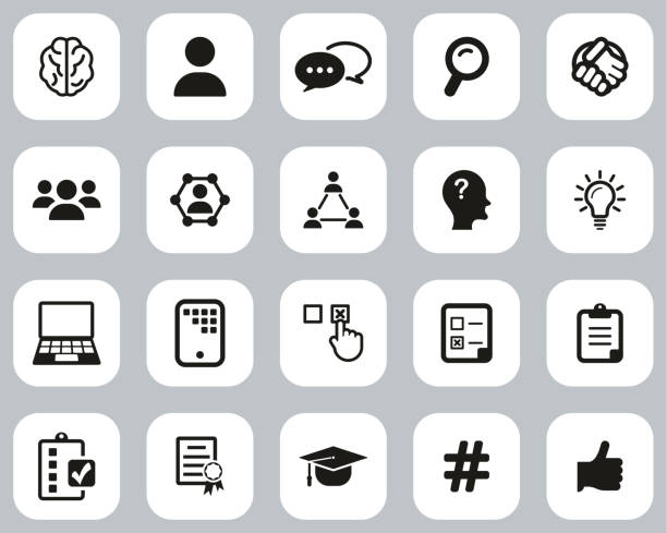 illustrations, cliparts, dessins animés et icônes de quiz or pop quiz icônes noir - white flat design set big - party hat silhouette symbol computer icon