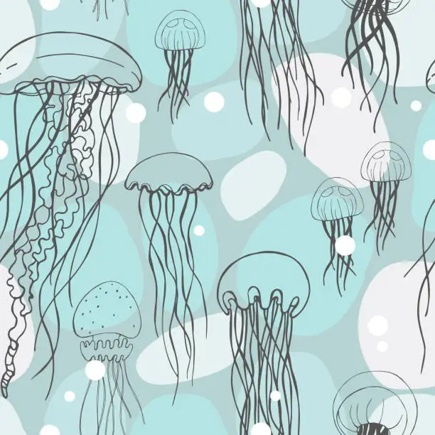 Vector illustration of Vector  pattern with  jellyfish.