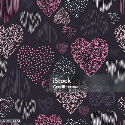 istock Vector seamless  pattern  with hearts 1205017373