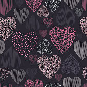 istock Vector seamless  pattern  with hearts 1205017373