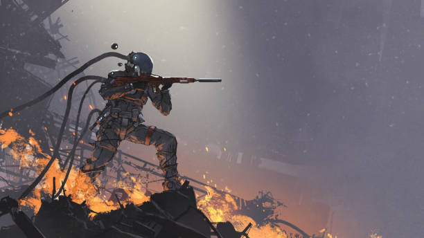 istock the futuristic soldier in battlefield 1205019454