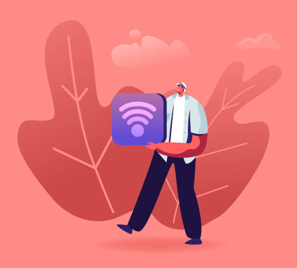 istock Iot Smart House Monitoring Concept. Man Using Wireless Wifi Connection to Control Home with Internet of Things Application. Remote Appliances Technology Service. Cartoon Flat Vector Illustration 1205022932