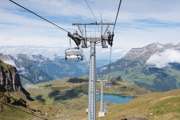 istock Ski Lift and Swiss lake 1205024091