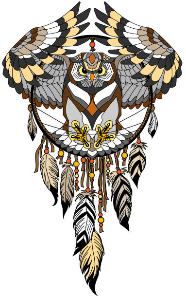 Dreamcatcher With Owl Stock Illustration - Download Image Now - Owl, Tattoo,  Animal - iStock