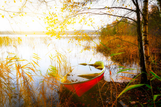 Sunken boat Sunken boat in evening light, sad and tranquil scenery, panorama, sunset high key light fishing boat sinking stock pictures, royalty-free photos & images