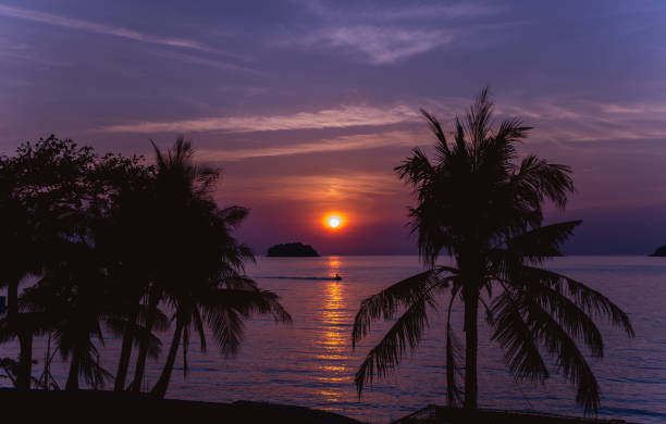 istock Beautiful sunset at the beach in the tropics. Sky and ocean 1205028721