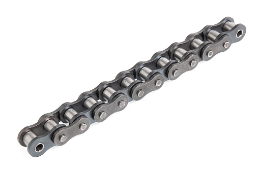Driving roller chain isolated on a white background