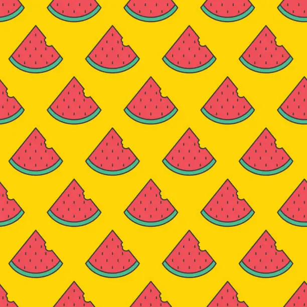 Vector illustration of Fruit Icon Seamless Pattern, Watermelon