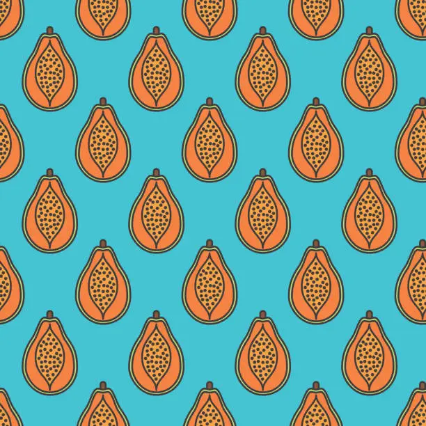 Vector illustration of Fruit Icon Seamless Pattern, Papaya