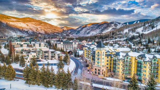 Vail, Colorado, USA Drone Village Skyline Aerial Vail, Colorado, USA Drone Village Skyline Aerial. colorado photos stock pictures, royalty-free photos & images