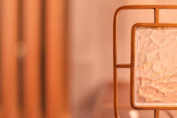 istock Interior design with golden frames and frosted glass 1205034972