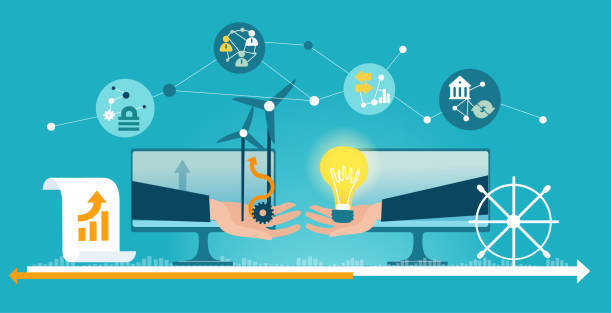 istock People generating energy of the wind. Wind turbine.  Alternative energy sources, eco friendly future, safe the planet concept. 1205036315