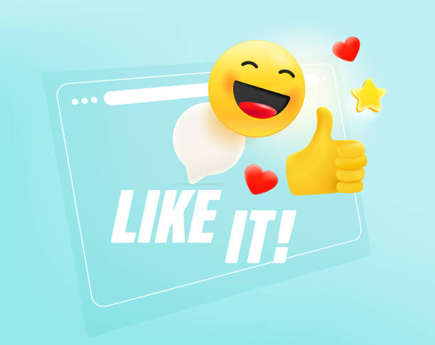 Browser window with with different emoji. I like it concept Vector illustration emoticon stock illustrations