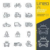 istock Lineo Editable Stroke - Transportation and Vehicles outline icons 1205038220