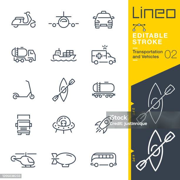 Lineo Editable Stroke Ikony Konspektu Transportu I Pojazdów - Stockowe grafiki wektorowe i więcej obrazów Ikona