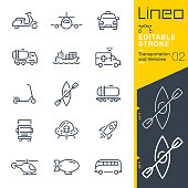 istock Lineo Editable Stroke - Transportation and Vehicles outline icons 1205038233