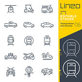 istock Lineo Editable Stroke - Transportation and Vehicles outline icons 1205038246