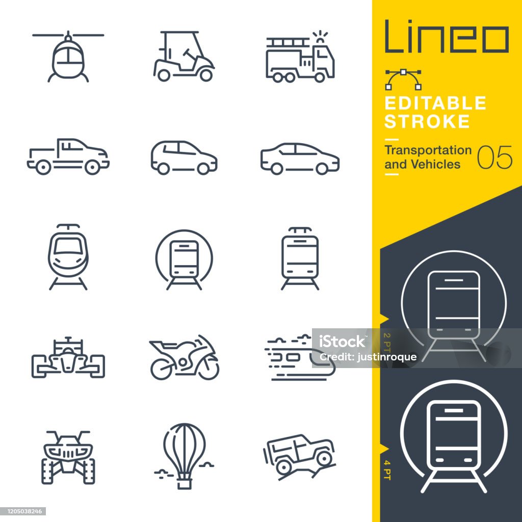Lineo Editable Stroke - Transportation and Vehicles outline icons Vector icons - Adjust stroke weight - Expand to any size - Change to any colour Icon stock vector