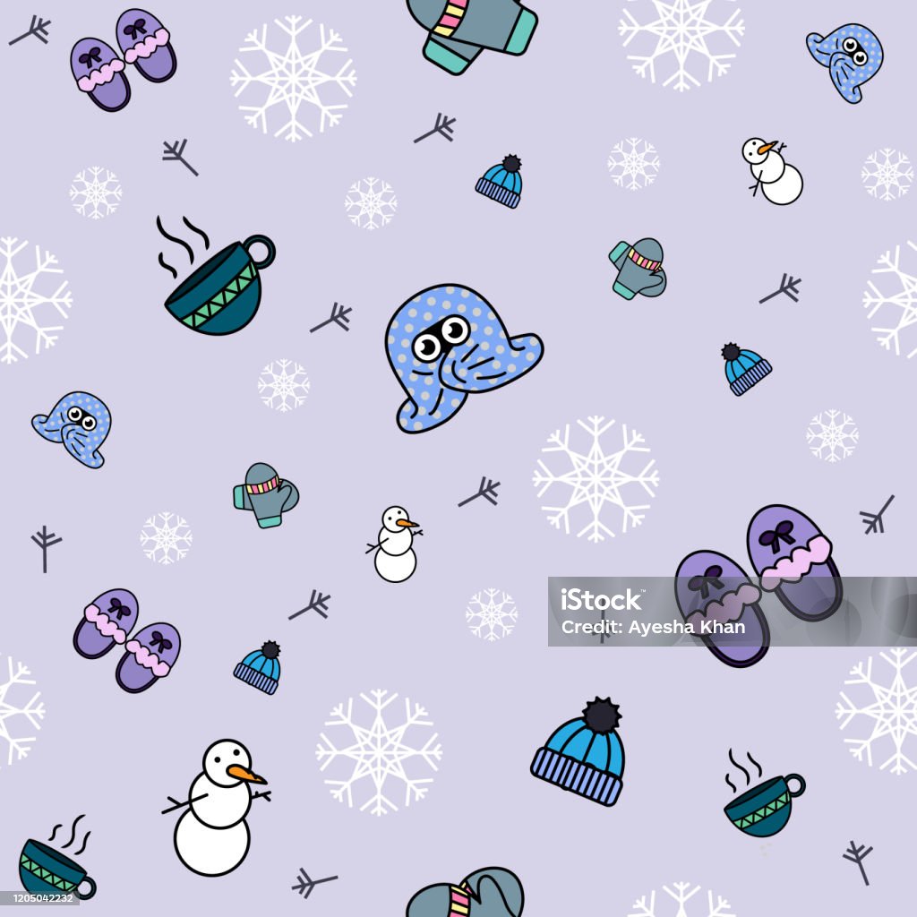 Winter Pattern Repeatable Purple Winter Themed Seamless Repeat Pattern Stock Illustration ...