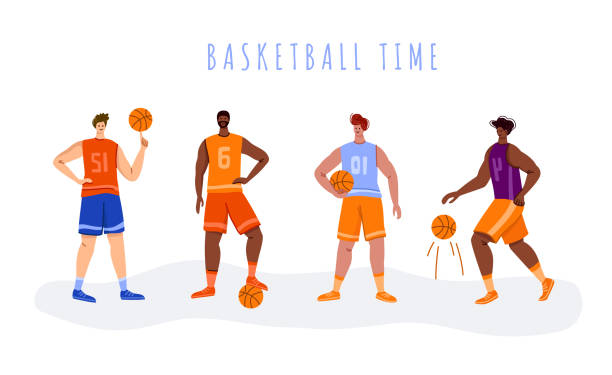 koncepcja sportowa koszykarza - basketball team sports healthy lifestyle isolated objects stock illustrations