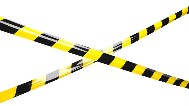 Striped protective tape. stock photo