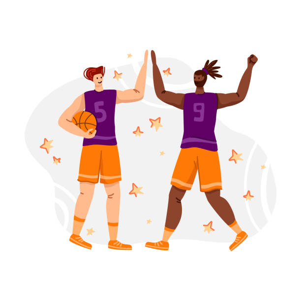 koncepcja sportowa koszykarza - basketball team sports healthy lifestyle isolated objects stock illustrations