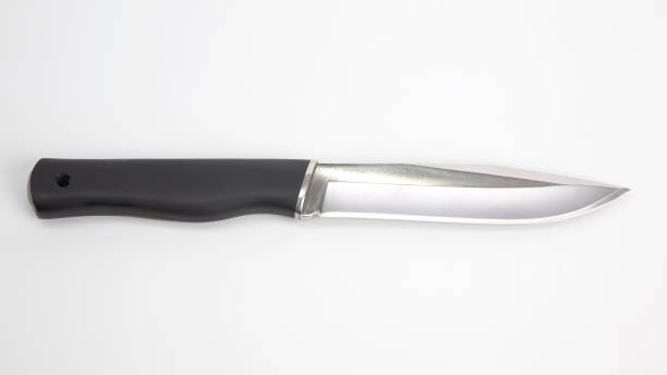 istock knife for camping and hunting on a white background. cutting tool. isolated object 1205043019