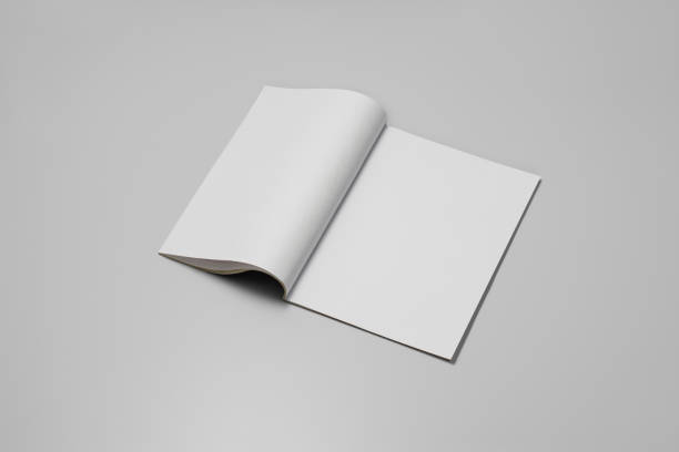 istock Mock-up magazine, newspaper or catalog on gray background. Blank page 1205046682
