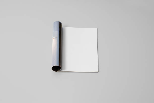 istock Mock-up magazine, newspaper or catalog on gray background. Blank page 1205046690