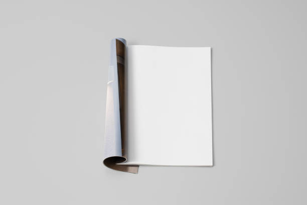 istock Mock-up magazine, newspaper or catalog on gray background. Blank page 1205047205