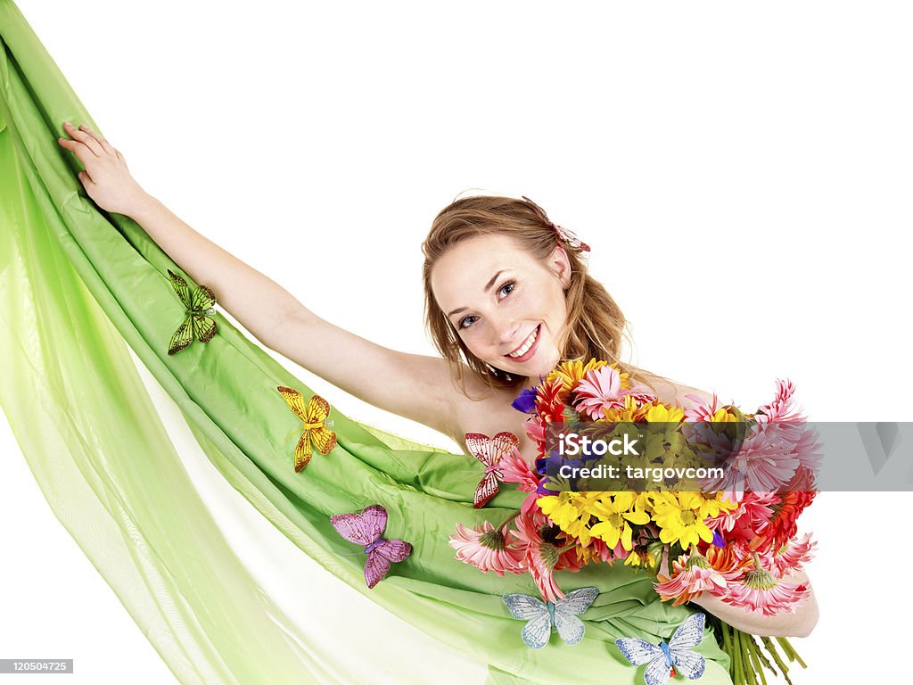 Jovem mulher segurando flores. - Foto de stock de Adulto royalty-free