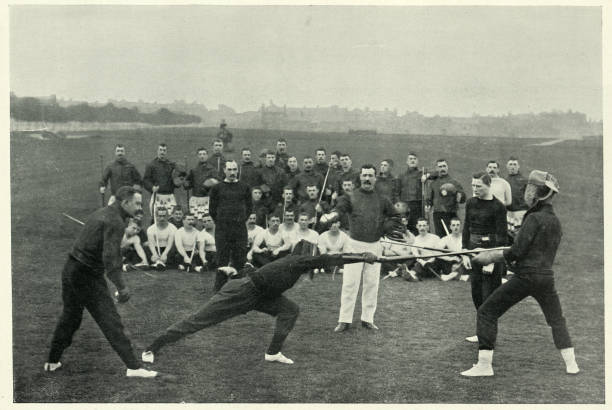 istock Bayonet class drill at Aldershot, British military training, 1890s 1205052902