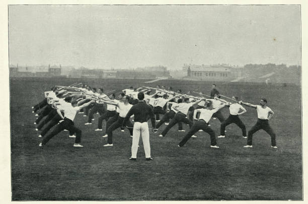 istock Sword class drill at Aldershot, British military training, 1890s 1205053280