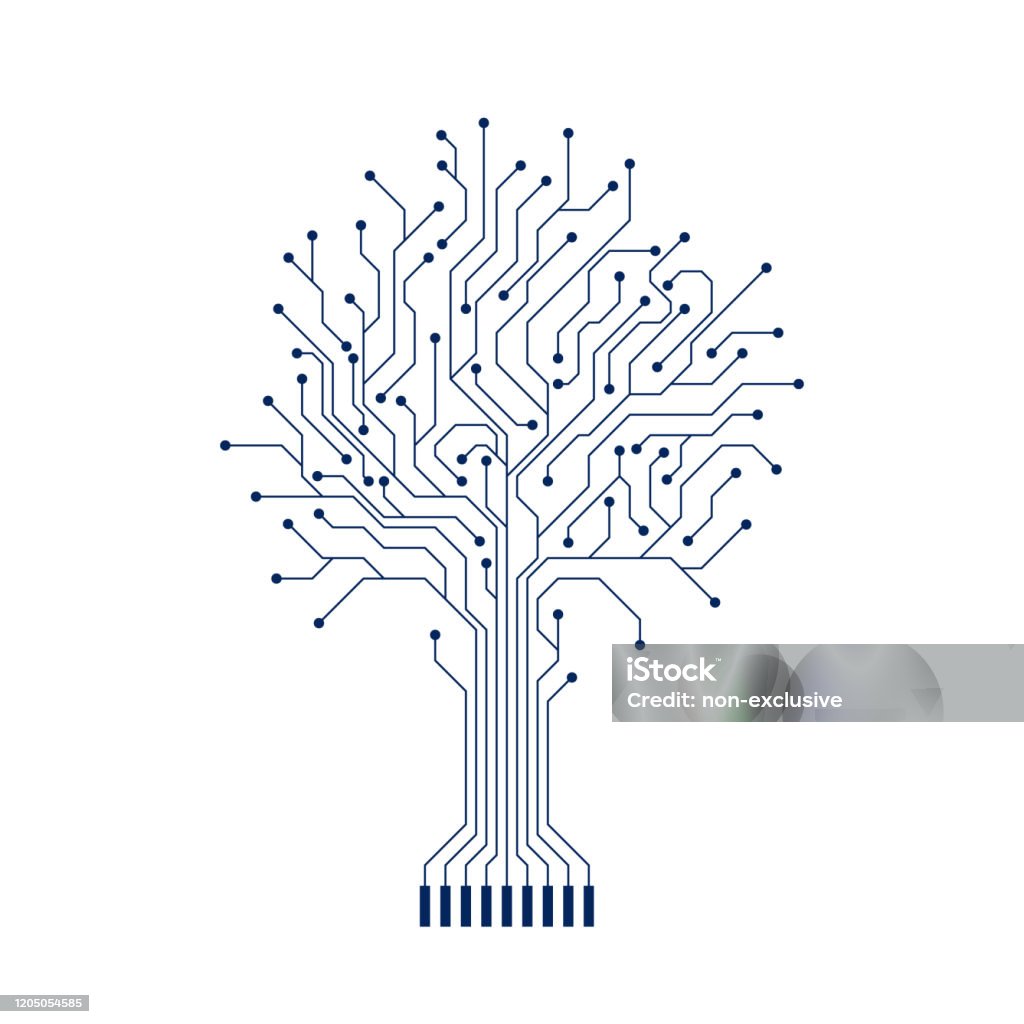 Abstract Circuit Tree Silhouette Computer Engineering Hardware System ...