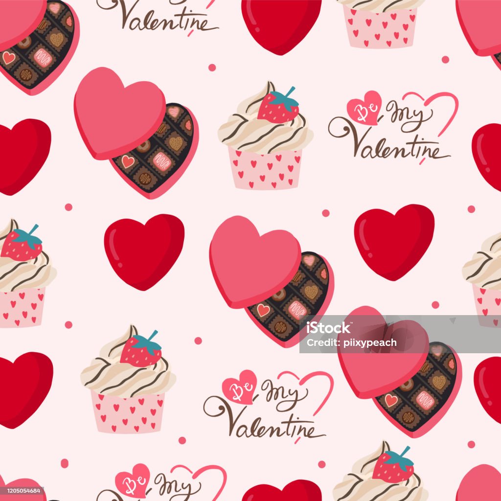 Nền Valentine Dễ Thương Với Trái Tim Sô Cô La Vector Minh Họa Mô ...