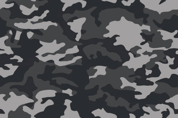 ilustraciones, imágenes clip art, dibujos animados e iconos de stock de patrón de camuflaje. textura sin costuras de color negro oscuro. fondo de impresión de camuflaje vectorial. telón de fondo de estilo militar abstracto - camuflaje