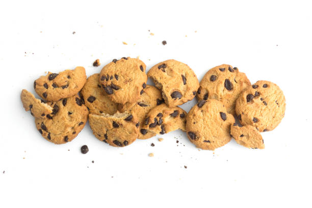 istock homemade chocolate chips cookies on white background in top view 1205057845