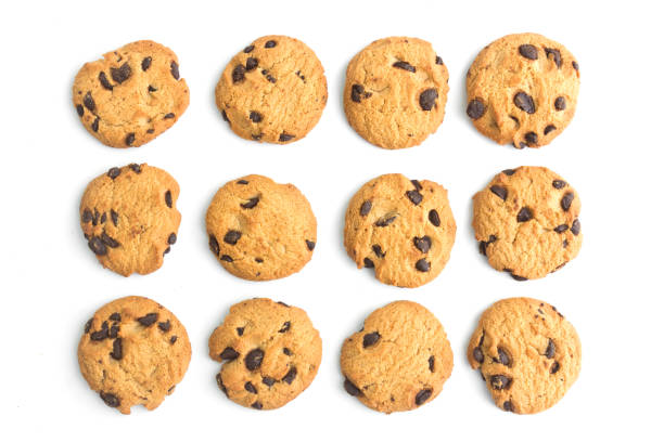 istock homemade chocolate chips cookies on white background in top view 1205057848