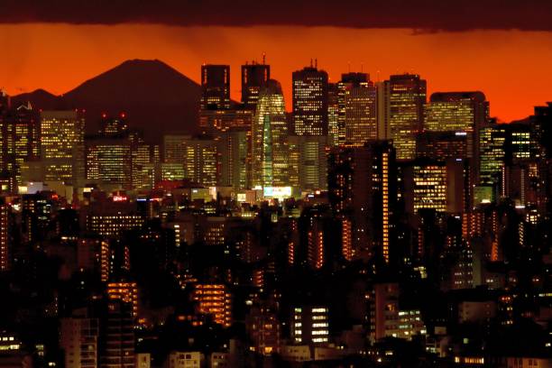 istock Mt Fuji and Tokyo Skyline : Day and Night 1205058828