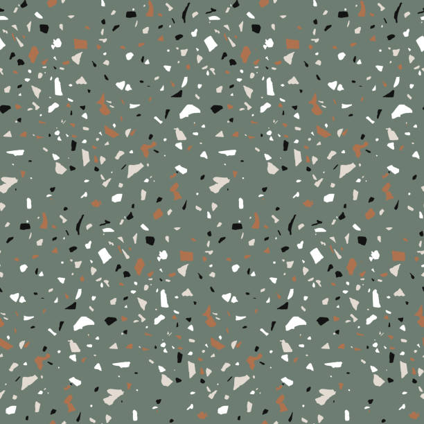 ilustrações de stock, clip art, desenhos animados e ícones de seamless pattern in terrazzo style. vector marble texture in green color. abstract background. - color swatch architecture wallpaper pattern marble