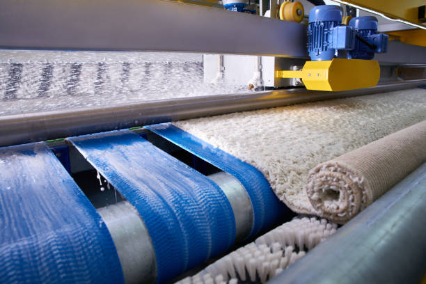 istock Automatic industrial line for washing and cleaning carpets 1205064279