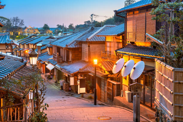 Kyoto, Japan Old Town Streets Kyoto, Japan old town streets in the Higashiyama district. kyoto city stock pictures, royalty-free photos & images