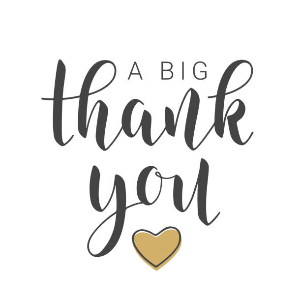 ilustrações de stock, clip art, desenhos animados e ícones de handwritten lettering of a big thank you. vector illustration. - thank you