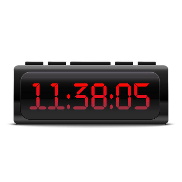 현실적인 상세한 3d 블랙 디지털 카운트 다운 시계. 벡터 - symbol computer icon clock face gauge stock illustrations