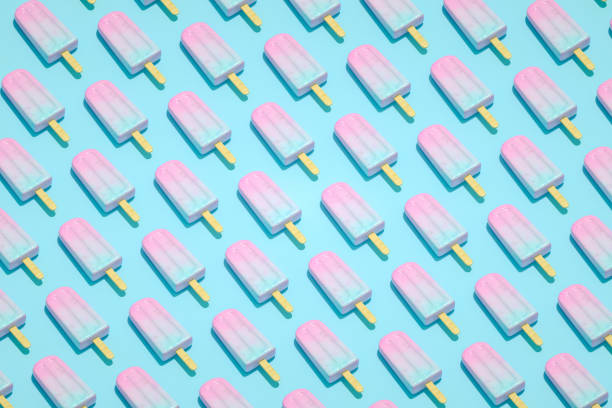 istock Ice cream stick, Popsicle, Minimal summer concept, Isometric view. 1205073477